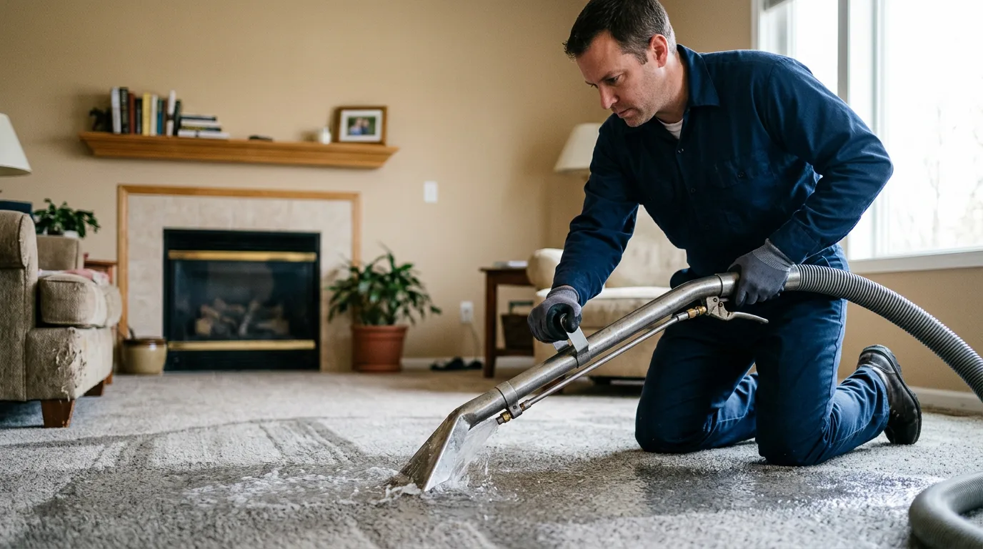 Water damage restoration technician working near Montrose, MI